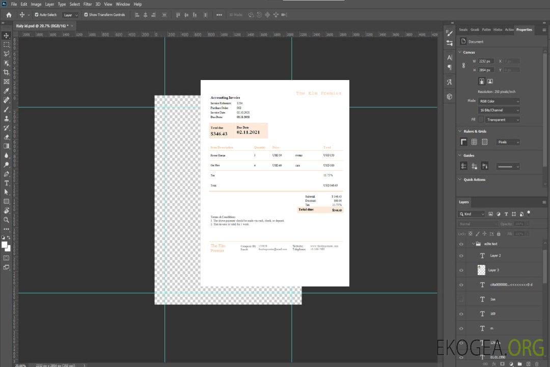 USA Facture The Elm Premier template USA Facture The Elm Premier template